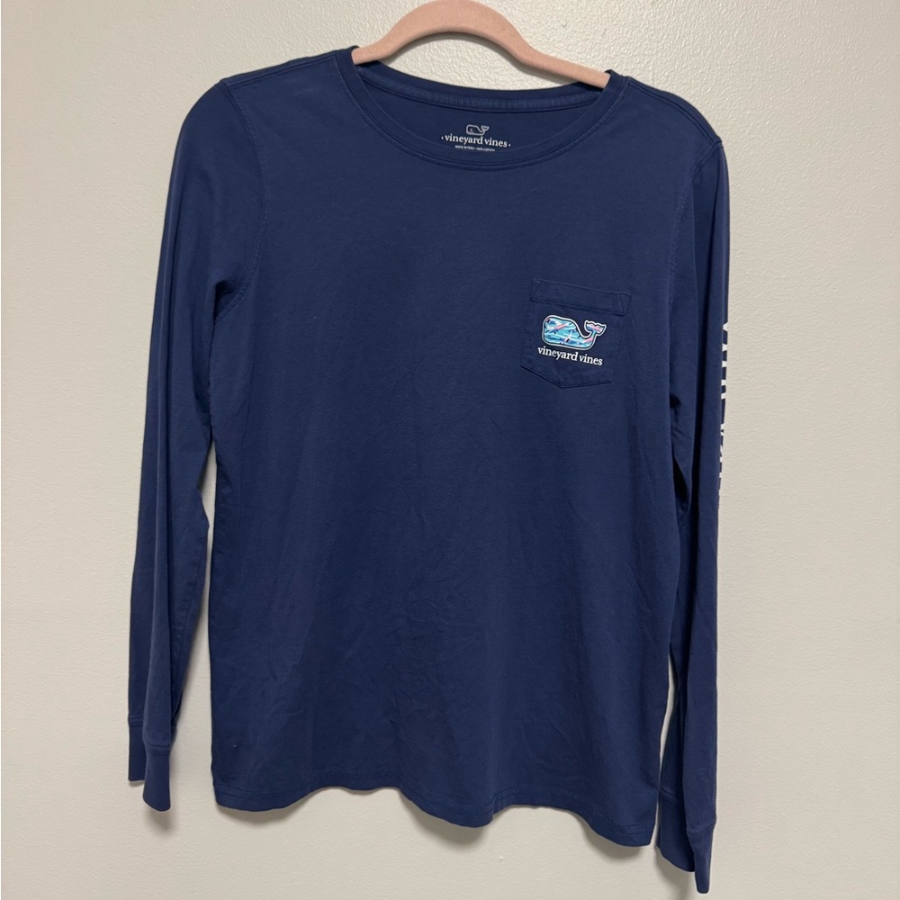 Vineyard Vines Navy Airplane Whale Long Sleeve Shirt - Picture 2 of 6